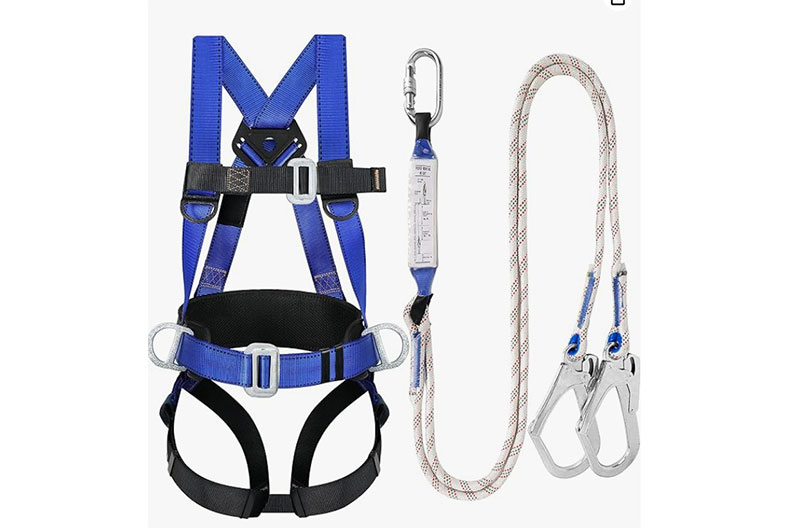 Safety Harness with Shock Absorbing Lanyard